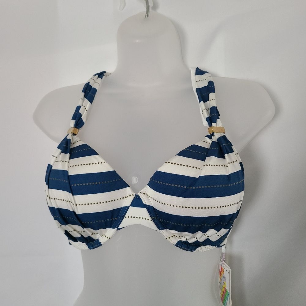 A. Che Swimwear Adonna top Allegra Stripe‎ Underwire Bikini Top NWT sz T5